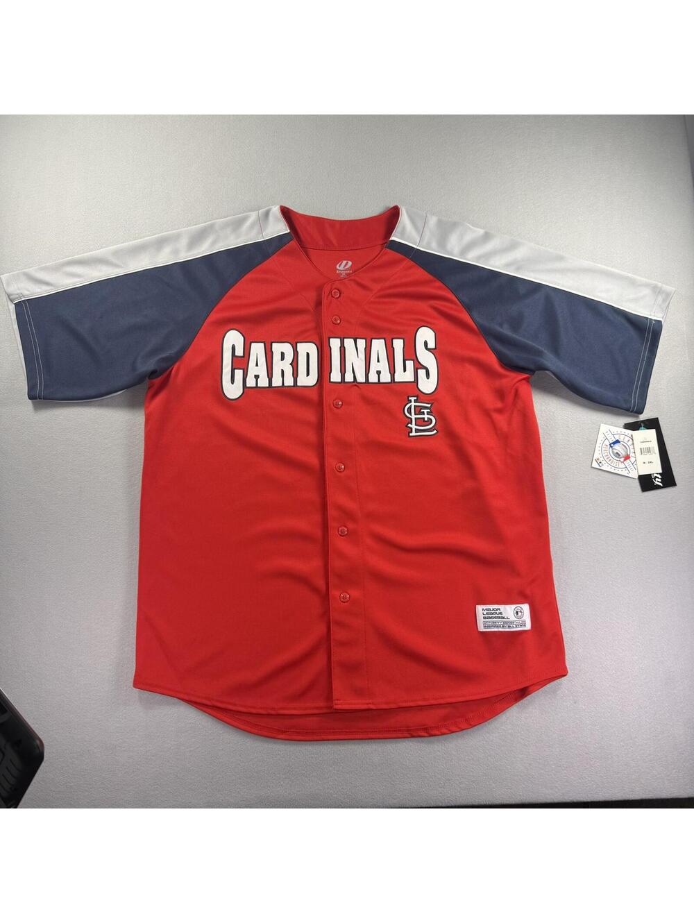 St Louis Cardinals Dynasty Jersey Mens XL Red Button Front MLB NWT